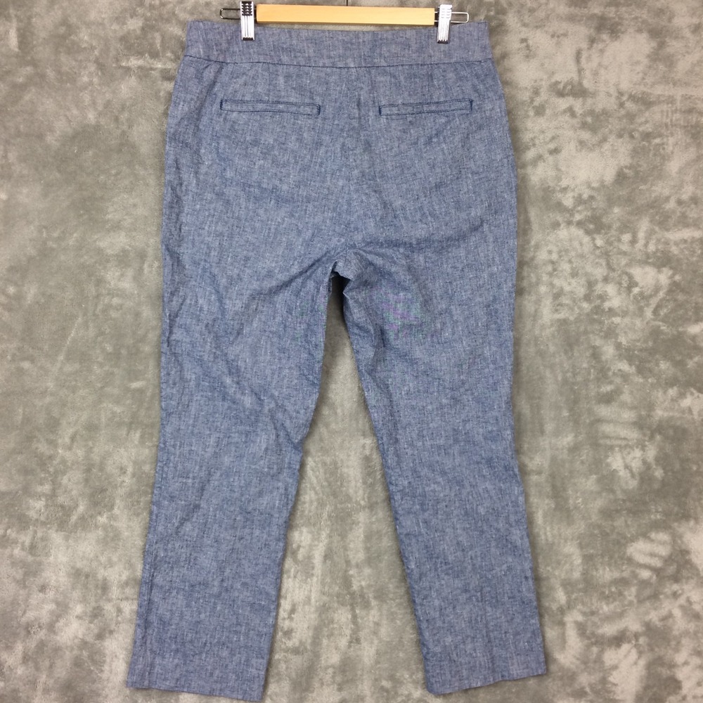 Ann Taylor Linen Dress Pants Womens 12 Blue Classic Career Preppy Teacher - Picture 12 of 16